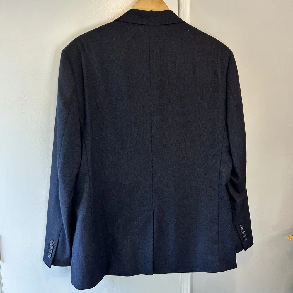Murano Mens Slim Fit Blazer Navy Blue Textured Sport‎ Coat Bird Lining Size XL